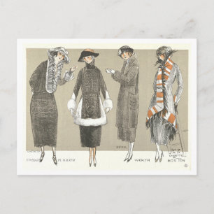 Cartes postales d'illustration de mode de manteaux