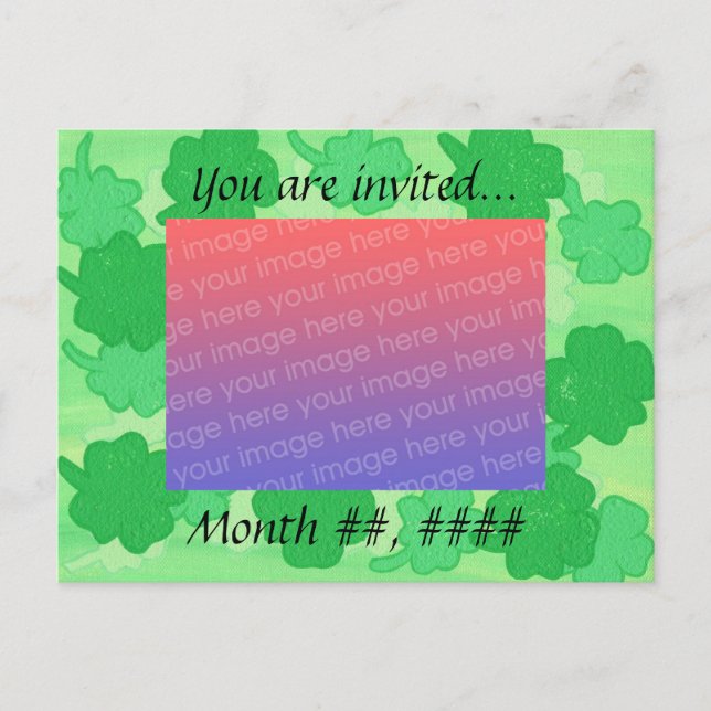 Cartes postales d'invitation de mariage aux trèfle (Devant)