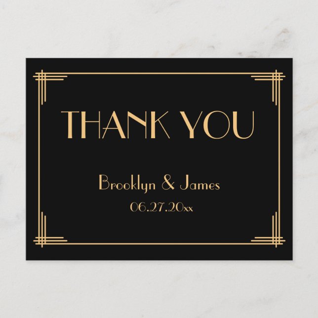 Cartes postales du grand Merci Mariage Gatsby Art  (Devant)