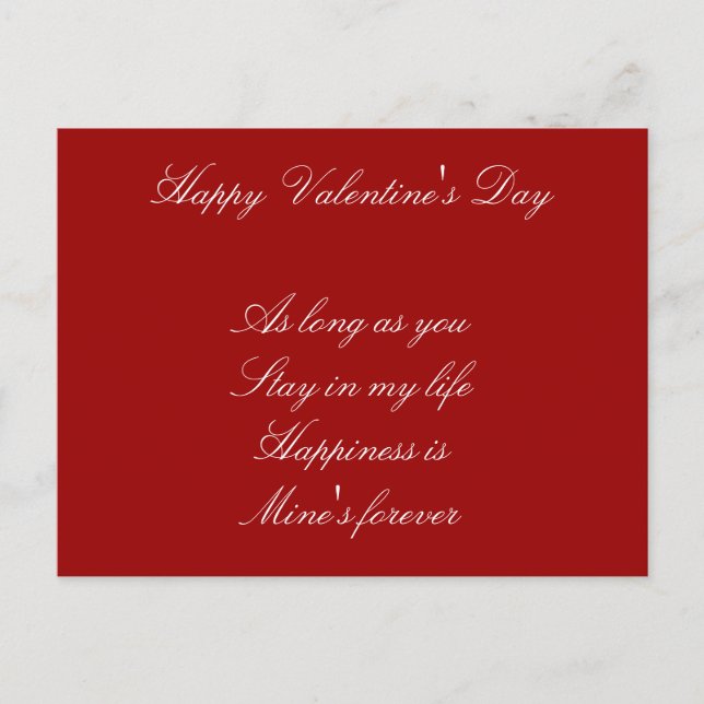 Cartes postales du jour de Valentines-bonheur (Devant)