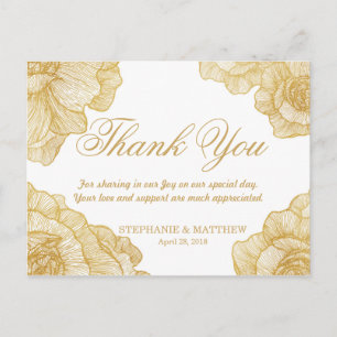 Cartes postales élégantes en Merci floral or simpl