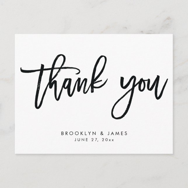 Cartes postales élégantes en Merci Mariage blanc (Devant)