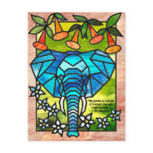 Cartes postales éléphant en vitrail