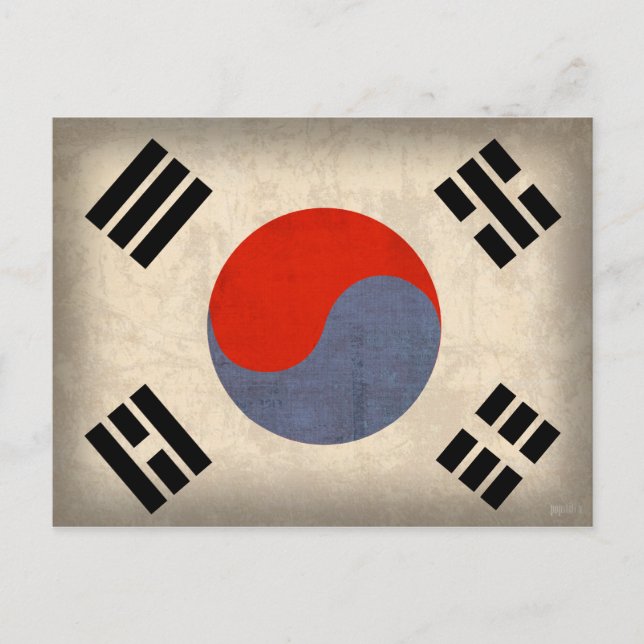 Cartes postales en détresse du drapeau de la Corée (Devant)