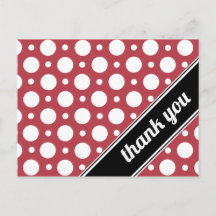 Cartes postales en Merci à points Polka rouge et b
