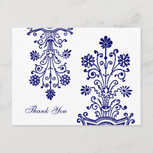 Cartes postales en Merci floral à percussion bleue