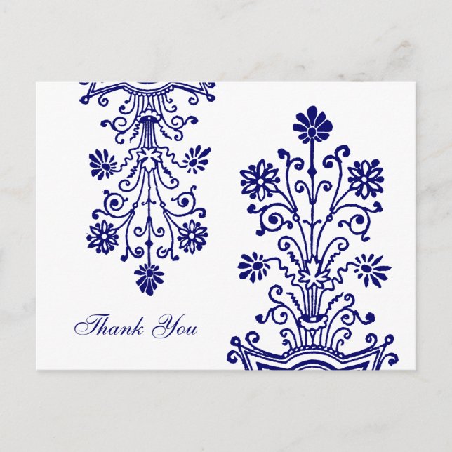 Cartes postales en Merci Floral Bleu Étché (Devant)