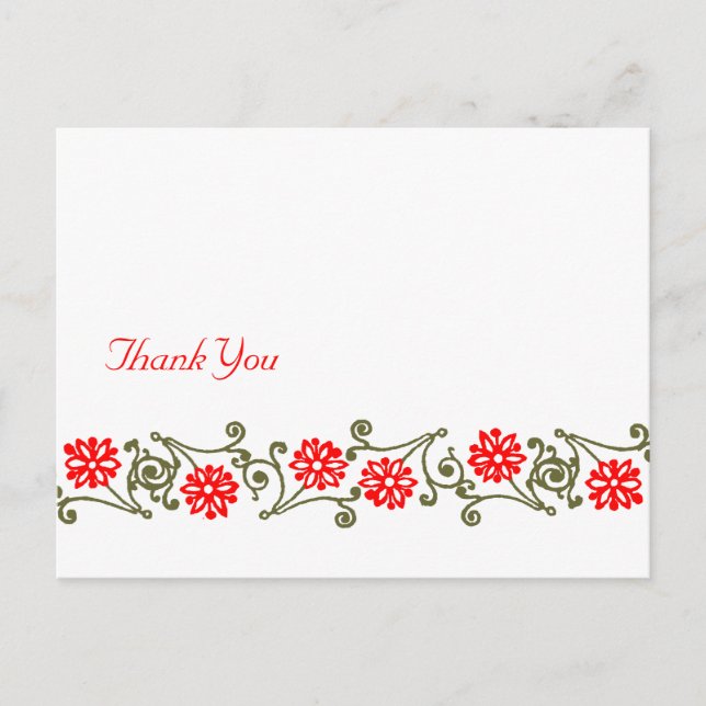 Cartes postales en Merci personnalisé Red Gold Flo (Devant)