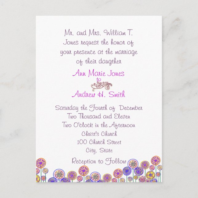 Cartes postales Faire-part de mariage bon marché (Devant)