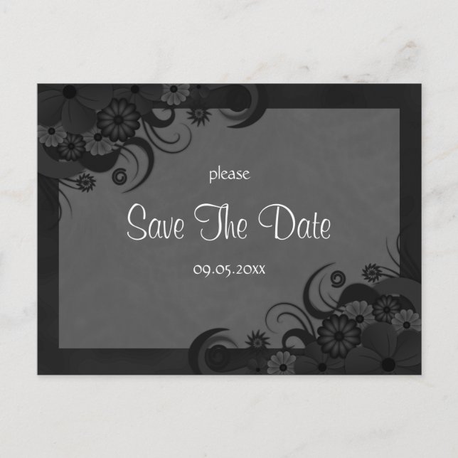 Cartes postales florales noir et gris gothiques po (Devant)