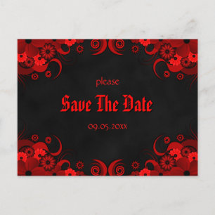 Cartes postales gothiques à motif floral rouge pou