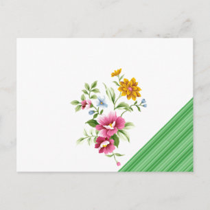 Cartes postales Green Stripe Floral