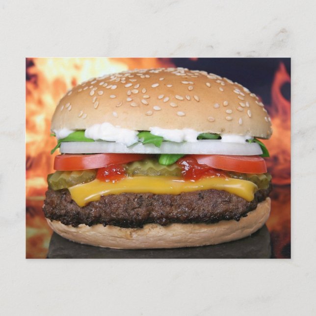 CARTES POSTALES HAMBURGER CHEESEBURGER FUNNY (Devant)