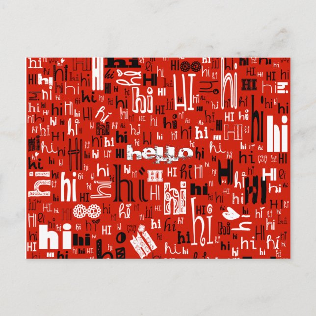 Cartes postales Hello Part Deux simples - Rouge (Devant)