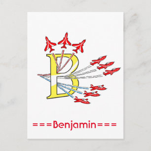 Cartes postales initiale B d'avions à réaction rou