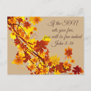 Cartes postales inspirantes John 8:36 Feuilles d'a