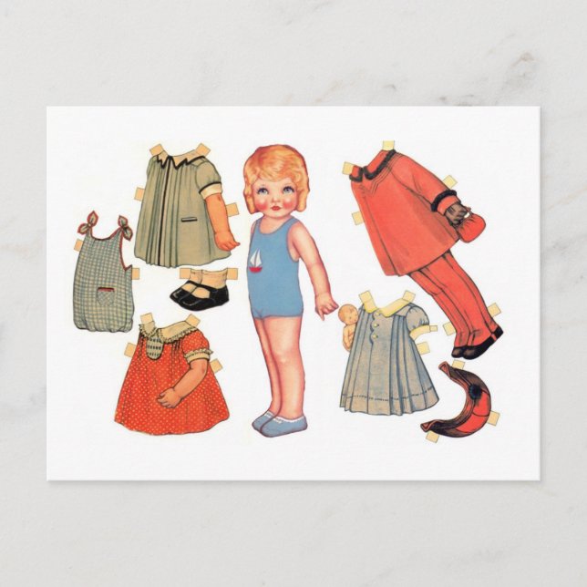 Cartes postales Little Girl Paper Doll (Devant)
