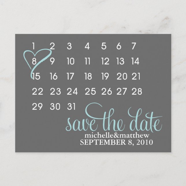 Cartes postales Mariage Calendrier {blue} (Devant)