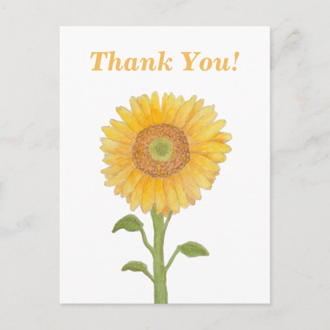 Cartes postales Merci de tournesol aquarelle (Devant)