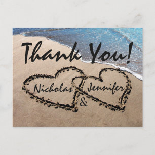 Cartes Postales Merci Hearts In Sand Mariage Beach