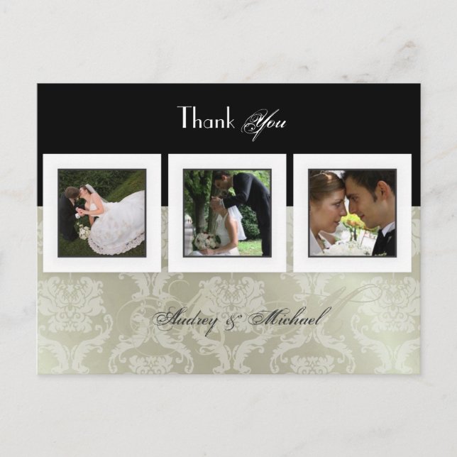 Cartes postales Merci mariage insérez vos photos (Devant)