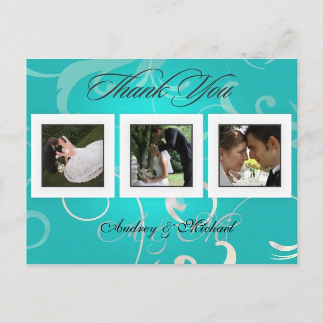 Cartes postales Merci mariage insérez vos photos (Devant)