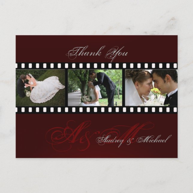 Cartes postales Merci mariage insérez vos photos (Devant)