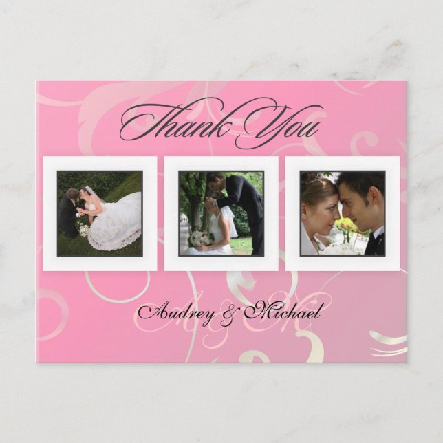 Cartes postales Merci mariage insérez vos photos (Devant)