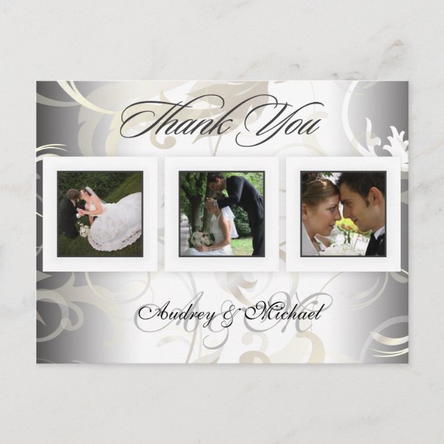 Cartes postales Merci mariage insérez vos photos (Devant)