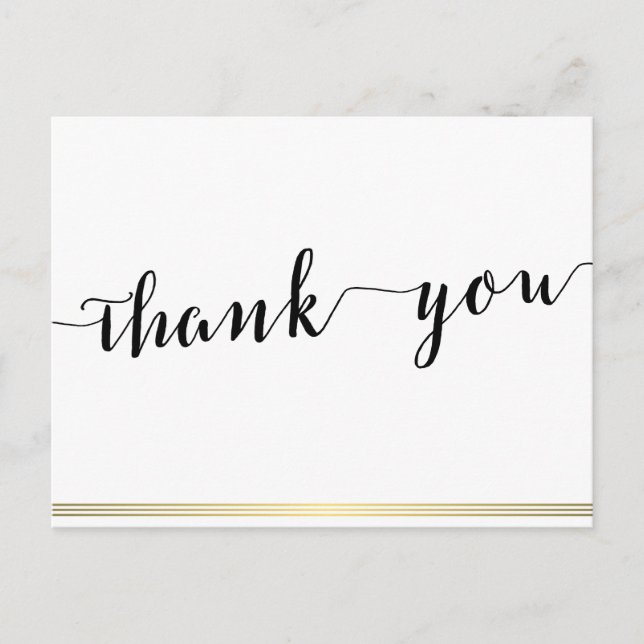 Cartes Postales Merci Noir Et Blanc Lignes Or (Devant)