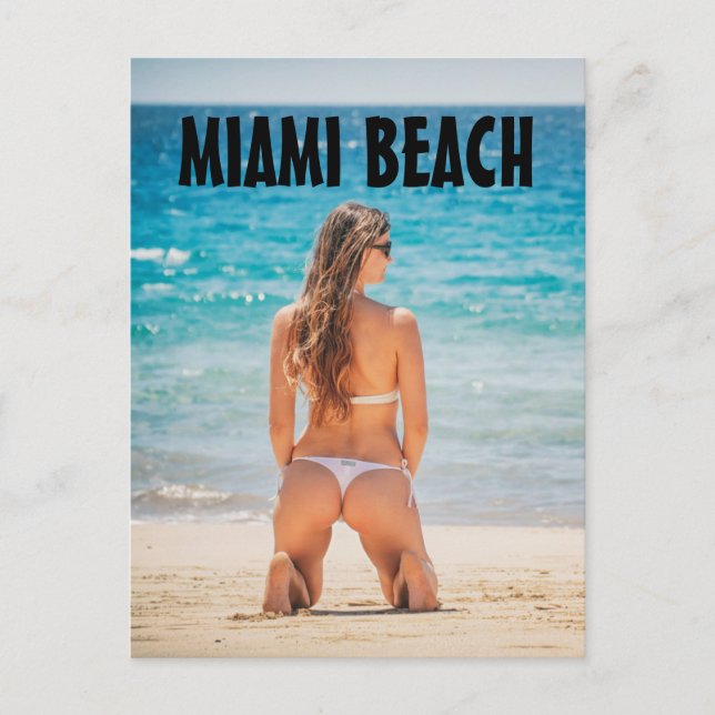CARTES POSTALES MIAMI BEACH GIRL BIKINI FLORIDA (Devant)