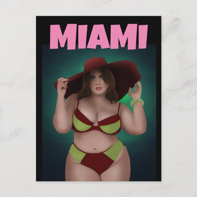 CARTES POSTALES MIAMI FLORIDA CURVY BBW ART BIKINI (Devant)