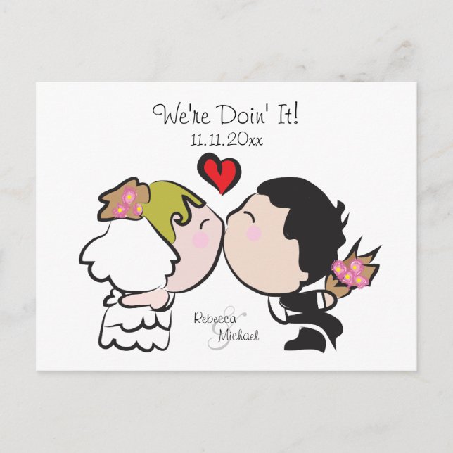 Cartes postales mignonnes de mariage de jeunes (Devant)