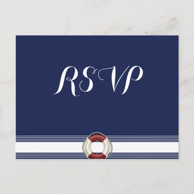 Cartes postales personnalisées Blue Nautical Weddi (Devant)