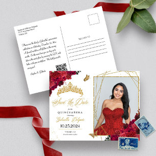 Cartes postales photo de Quinceañera avec roses ro