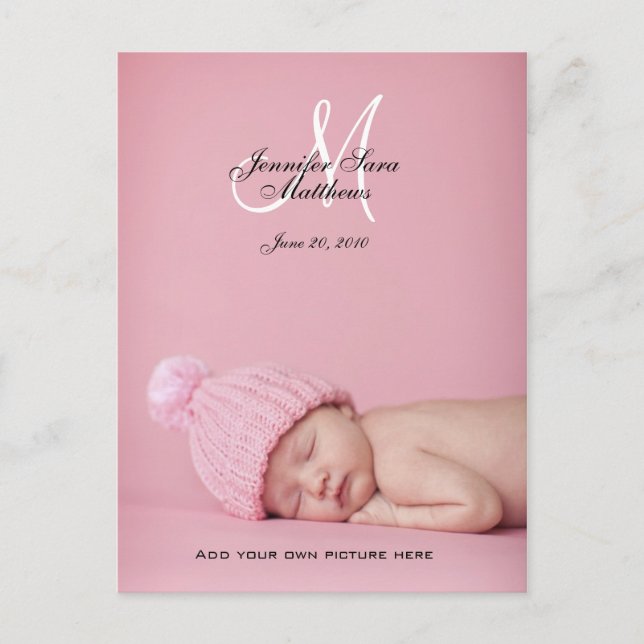Cartes postales photo Faire-part de naissance fill (Devant)