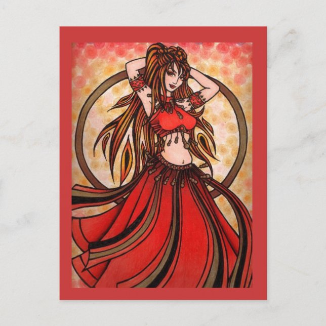 Cartes postales pour danseur du ventre rouge écarl (Devant)