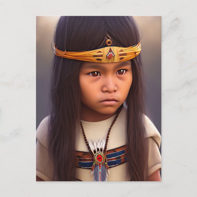 CARTES Postales POUR PETITES FILLES INDIENNES AMÉR (Devant)
