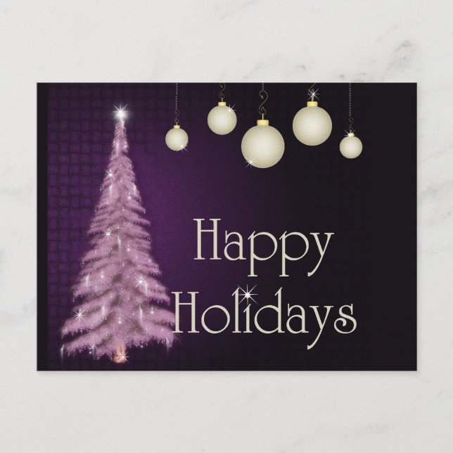 Cartes postales pourpres d'arbre bonnes fêtes (Devant)