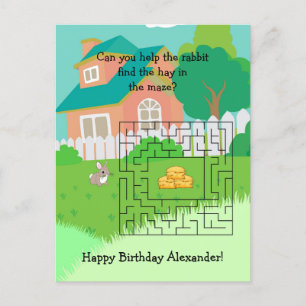 Cartes postales Rabbit and Hay Birthday Maze pour 