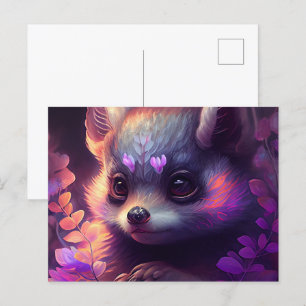 Cartes Postales Raccoon Mauve