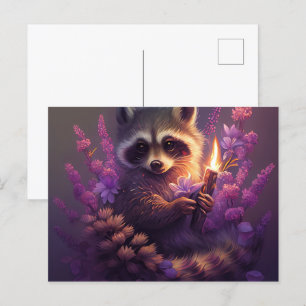 Cartes Postales Raccoon Mauve