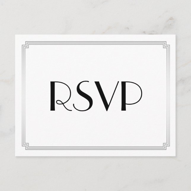 Cartes postales RSVP Art Déco Gatsby Silver Weddin (Devant)