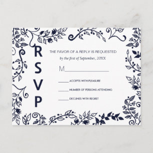 Cartes postales RSVP bleu et blanc de la marine