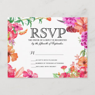 Cartes postales RSVP du Jardin d'aquarelle rose-or
