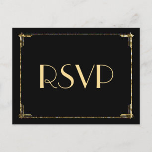 Cartes postales RSVP Gold Foil Art Deco Wedding
