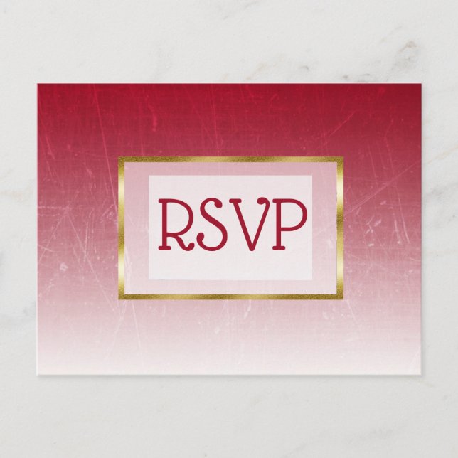 Cartes postales RSVP pour mariage dégradé rouge et (Devant)