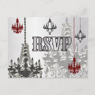 Cartes postales RSVP Red, Black & Silver
