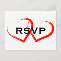 Cartes postales RSVP Red Paint Brush Heart