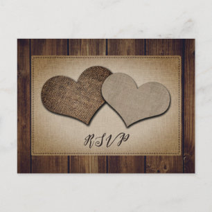 Cartes postales RSVP Rustic Wood Burlap